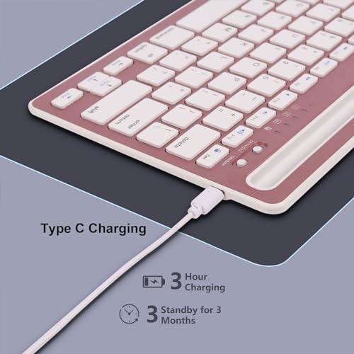 Elevate Your Typing Experience with the CHUYI Wireless Bluetooth Keyboard – Slim, Portable, and Multi-Device Compatible for i Pad, Tablet, and PC – Rechargeable with Quiet Keys and Integrated Stand Slot for Effortless Productivity