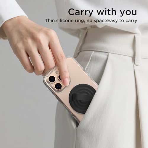 Revolutionary Magnetic Phone Ring Grip Holder – Ergonomic Silicone Finger Loop for i Phone Pro Max/Plus, 12/13/14/15/16 Series – Compatible with Mag Safe – Oat Color Enhances Aesthetics and Comfort – 360-Degree Rotation for Effortless Use – Secure Your Device with Style and Stability – Essential Smartphone Accessory for Unmatched Usability and Convenience