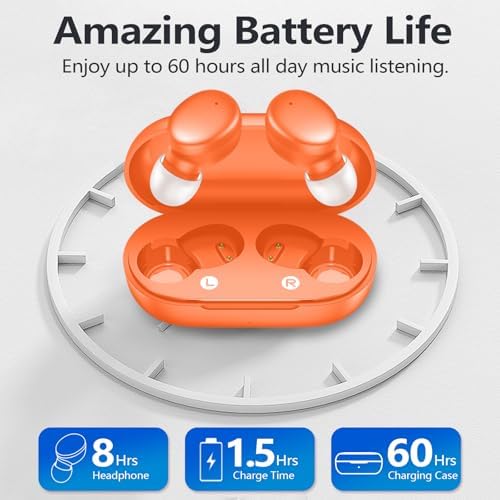 Ultra-Lightweight MOZOTER S8 Mini Wireless Earbuds – Bluetooth 5.3 Headphones with 60 Hours Playtime, Deep Bass Performance, Sweat-Resistant Design in Trendy Purple, Optimal Comfort for Sports & Daily Use