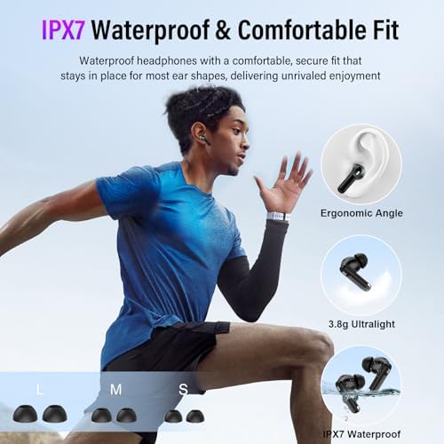 Thunelec Star Sand Purple Wireless Earbuds – Premium Bluetooth 5.4 Headphones with 48-Hour Battery, Advanced ANC/ENC Noise Cancellation, IPX7 Waterproof Protection, Touch Control, and Customizable EQ Modes for Ultimate Sound Experience in Any Environment