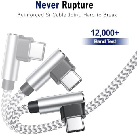 6 FT USB C to Lightning Cable 2-Pack – MFi Certified Fast Charging with 90-Degree Connector | Durable Nylon Braided Design for i Phone 14/13/12/11 Pro Max, XR, XS, i Pad & More | Optimal Performance & Enhanced Compatibility