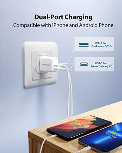 Gigastone 20 W USB C Dual Port Wall Charger Pack of 4 – Fast Charging Power Blocks for i Phone 16/15/14/13/12/11/SE/X/8, Samsung Galaxy Note, and Google Pixel – Compact Travel-Friendly Design for Enhanced Compatibility and Efficiency