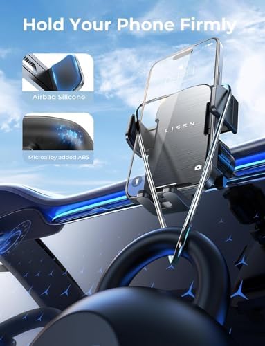 LISEN Military-Grade Universal Phone Holder for Car Vent – Premium Stability Mount for i Phone 16, i Phone 15 Pro Max & More – Effortless 360-Degree Rotation & Enhanced Grip Technology – Ultimate Smartphone Car Clamp for Safe Driving & Navigation