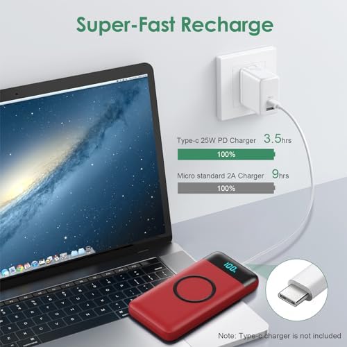 Ultra-High Capacity 30,800 m Ah Wireless Power Bank – 15 W Fast Charging & 25 W PD QC4.0 – Smart LED Display with 4 Outputs & 2 Inputs – Versatile USB-C External Battery Pack for i Phone, Samsung & More – Travel-Ready Charging Solution in Sleek White Finish