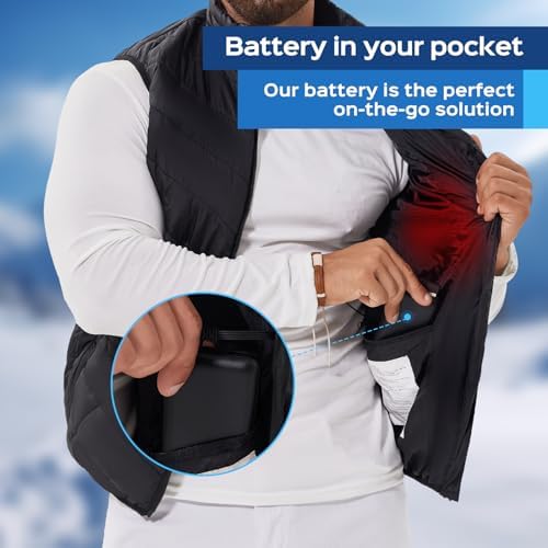 Ultimate 10,000 m Ah Heated Vest Battery Pack – 5 V/2 A Power Bank for Electric Jackets, Coats, and Hoodies – Lightweight USB Charger for All-Day Warmth in Winter Activities – Enhanced Compatibility (Excludes 7.4 V Heated Gear) – Perfect for Outdoor Enthusiasts