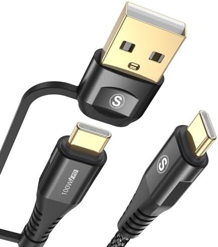 6.6 ft USB Type C Charger Cable – 100 W Power Delivery Fast Charging for i Phone 16/15 Pro Max, Mac Book, i Pad Pro/Air & Samsung Galaxy S24/S23/S22 – Durable Nylon Braided 2-in-1 USB C to C Design for Optimal Compatibility and Speed