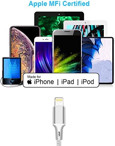 Premium 5-Pack i Phone Charger Set: MFi Certified Nylon Braided Fast Charging Cables (3 FT, 6 FT, 10 FT) for i Phone 14/13/12/11/X/Max/8/7/6/5/SE/i Pad – Unmatched Durability & Versatile Lengths for Every Lifestyle