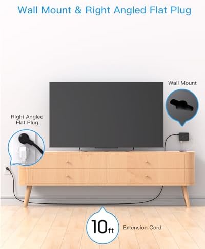 Maximize Your Power Efficiency with HANYCONY 5 Ft Ultra Thin Flat Plug Surge Protector Power Strip – 8 Outlet Extender & 4 Fast-Charging USB Ports (2 USB-C) for College Dorm Room Essentials – 1080 Joules Surge Protection & Wall Mount Design in Sleek Black Finish