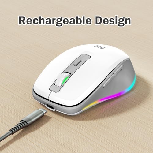 Illuminate Your Workspace with the seenda Light-Up Wireless Mouse Featuring Built-In Jiggler – USB-C & USB Receiver for Mac Book, i Pad, and Windows Devices – Ergonomic Design for Enhanced Comfort and Productivity