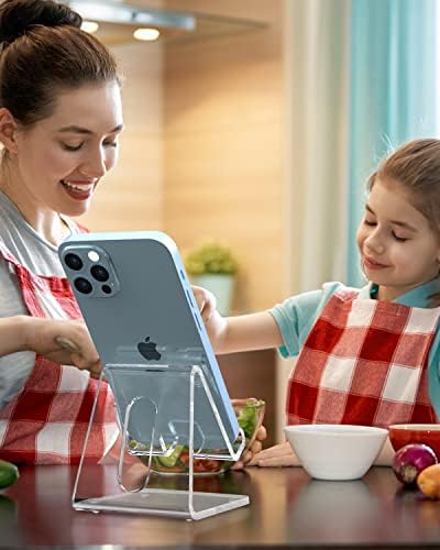 KTRIO 2 Pack Acrylic Cell Phone Stand Holder for Desk, Clear Phone Dock Cradle Compatible with iPhone 16/15/14/13 Pro Max 12/11 XR, All Smartphones, Office Accessories – Enhanced Compatibility and Speed