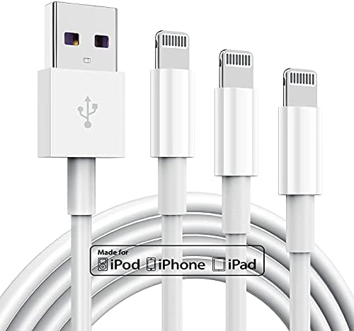 Premium 3-Pack Apple MFi Certified Lightning to USB Charger Cables – 6 FT Durable Fast Charging Cords for i Phone 13/12/11/11 Pro/11 Max/X/XS/XR/XS Max/8/7/6 – Enhanced Performance and Extended Reach for Seamless Device Connectivity