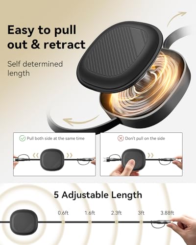 Revolutionize Your Charging Experience with the 5-in-1 Retractable Fast Charging Cable – 60 W Multi-Device Solution for i Phone 16/15/14/13, i Pad, Samsung S24/S23, and More – Compact 3.8 Ft Length with USB-A/C, Lightning & Micro USB Ports for Ultimate Compatibility and On-the-Go Convenience