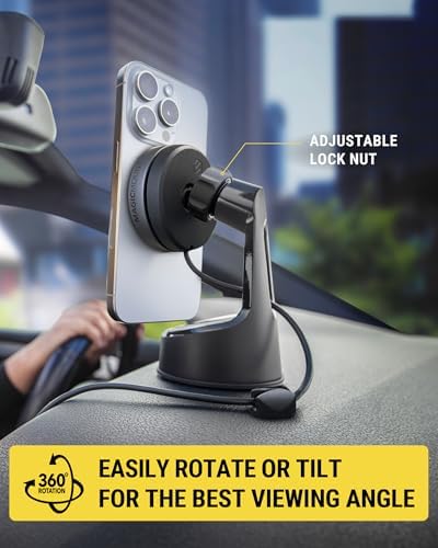 Scosche Qi2 Mag Safe Car Mount with 15 W Wireless Charging – Premium Magnetic Phone Holder for Dashboard & Windshield, Fast USB-C Charger Included, Compatible with i Phone 12-16 – Ultimate Convenience & Durability for Tech-Savvy Drivers