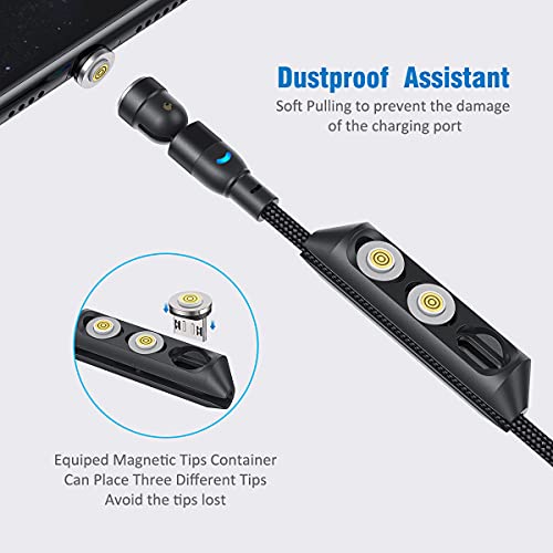 Revolutionize Your Charging Experience with A.S 3-in-1 Magnetic Charging Cable – Versatile 3-Pack (3.3 ft + 2 x 6.6 ft) Featuring 540° Rotating Connector for Effortless Alignment, Fast Charging & Durable Nylon Braiding – Perfect for i Phone, Android & Type-C Devices