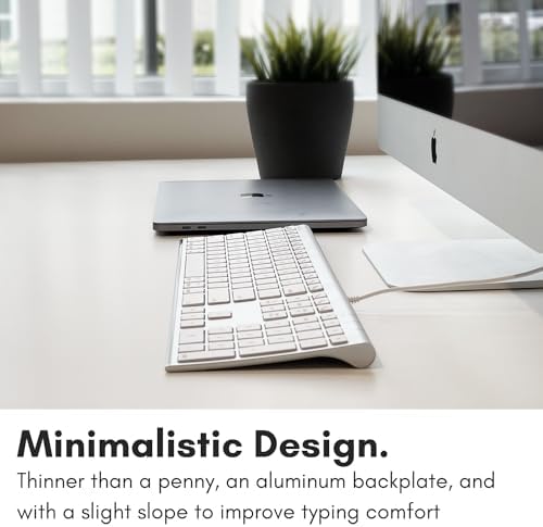 Transform Your Workspace with the Macally Slim USB Wired Keyboard – Perfect for Mac & Windows Users, Featuring 110 Scissor Switch Keys and Numeric Keypad for Ultimate Efficiency! Enjoy Seamless Typing with 20 Custom Shortcuts and Hassle-Free USB Plug-and-Play Setup – Ideal for Professionals and Everyday Tasks!