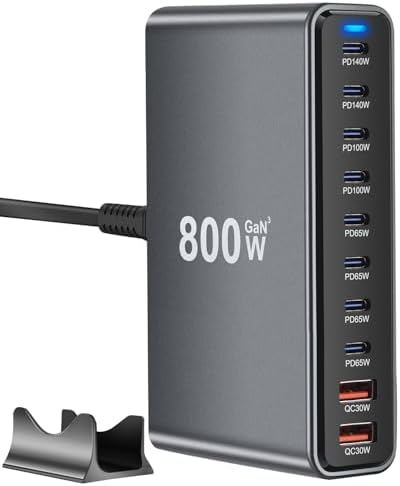 High-Powered 440 W Ga N 8-Port USB-C Charging Hub – Dual PD & PPS Fast Charger for Mac Book Pro/Air, i Phone 16/15/14/13/Pro Max – Compact, Durable Solution for Home, Office & Travel Efficiency