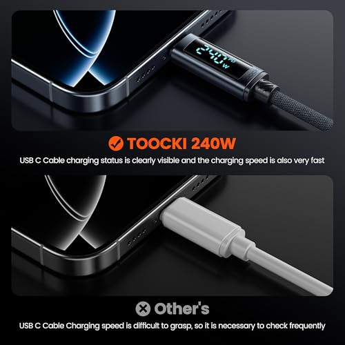 High-Powered USB C Cable [2 Pack, 6.6 ft] – 240 W Rapid Charging Cord with LED Status Display – Compatible with i Phone 16, 15 Pro Max, i Pad Pro, Samsung Galaxy S24/S23, Nintendo Switch, Mac Book Air & Pixel – Superior Durability & Enhanced Performance