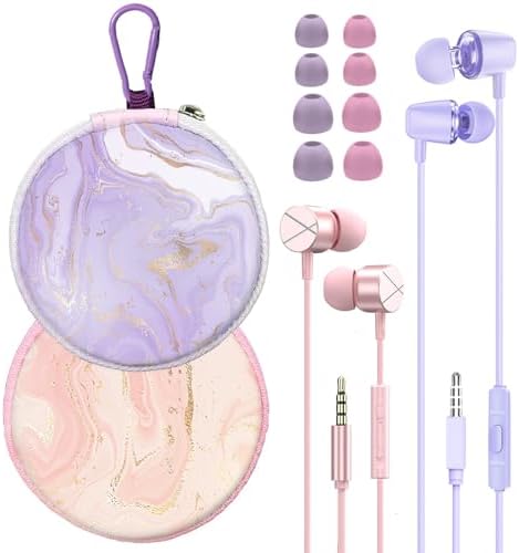 Vibrant Blueviolet Kids Earbuds 3.5 mm Two-Pack with Durable Carrying Case – Premium Wired School Headphones with Comfortable Small Ear Tips and Mini Carabiner for Effortless Portability – Ideal for Young Music Enthusiasts and Active Teens