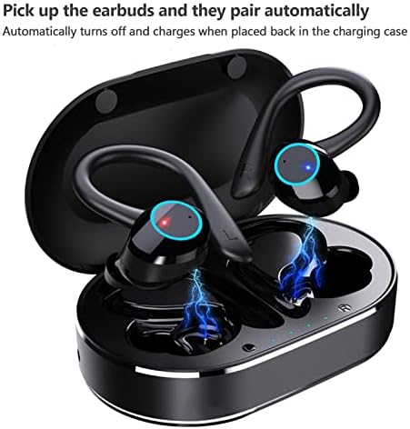EBTOOLS Waterproof Bluetooth Earbuds – Advanced Noise-Cancelling Sports Headphones with Secure Earhook and Integrated Mic for On-the-Go Listening – Effortless Automatic Pairing and Ultimate Comfort in Sleek Black Finish