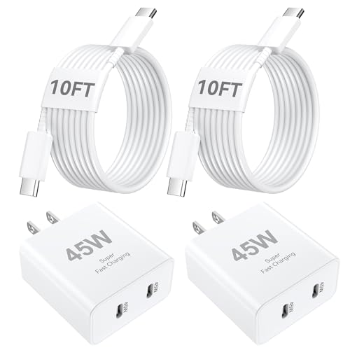 High-Speed 45 W USB C Wall Charger for i Phone 16 Pro Max & Samsung S24 – Includes 6 FT USB C Charging Cable for Enhanced Compatibility and Safety Features – Ideal for Home, Office, or Travel