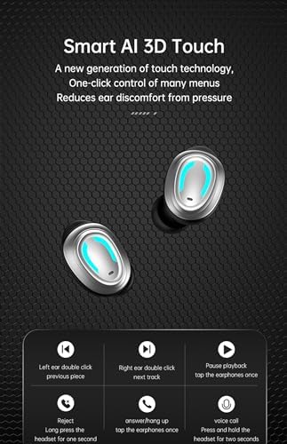 Revolutionary Bluetooth 5.3 True Wireless Earbuds – 2024 IP7 Waterproof Sport Headset with Touch Controls, Built-in Microphone & LED Battery Indicator – Unparalleled Sound Clarity for Active Lifestyles and Everyday Use