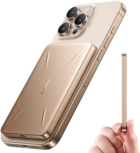 TORRAS Mag Safe-Compatible 5,000 m Ah Slim Portable Charger – Fast Wireless Charging Power Bank for i Phone 12-16 – Ultra-Thin Magnetic Battery Pack with USB-C Cable for Effortless On-the-Go Power Solutions