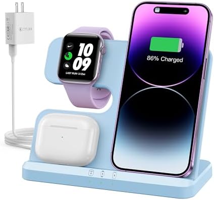 Optimized 3-in-1 Wireless Charging Station for Apple Devices – Fast and Efficient Charger for i Phone 11-16, Apple Watch & Air Pods – Sleek Multi-Device Dock with Enhanced Safety Features for Tangle-Free Power Solutions