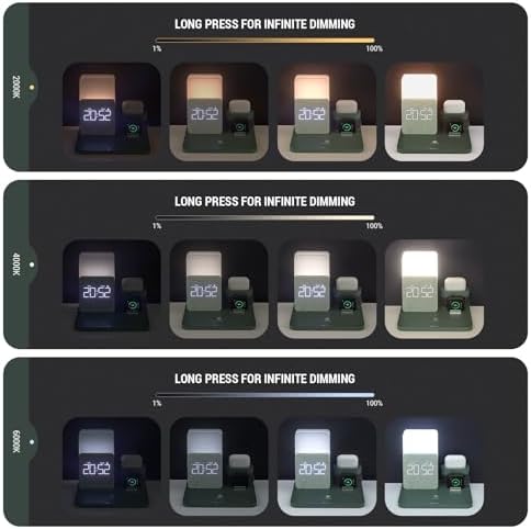 Transform Your Charging Experience with the 7-in-1 Wireless Charging Station – Integrated Alarm Clock, Adjustable Night Light, and Fast Charging Dock for i Phone 12/13/14/15/16 Pro & Air Pods – Sleek, Space-Saving Design for Home and Office Use