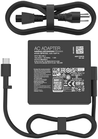 100 W USB Type-C Laptop Charger – High-Speed Power Adapter for Asus ROG, Chromebook, Zen Book, and Vivo Book – Universal Compatibility with Multi-Protection Features for Safe Charging – Ideal for Models X7, 14, 14 X, Z13, GV301, and More – Reliable Performance for All Your Devices