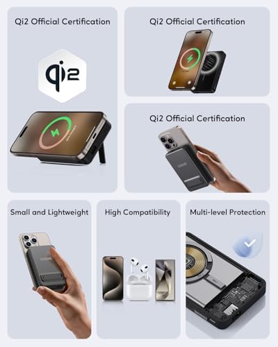 Zendure Supermini Magnetic Wireless Charger – Qi2 Certified 15 W Fast Charging Power Bank for i Phone 16/15/14/13 Series, 10,000 m Ah Capacity, Lightweight Design for Effortless Portability and Versatile Device Compatibility