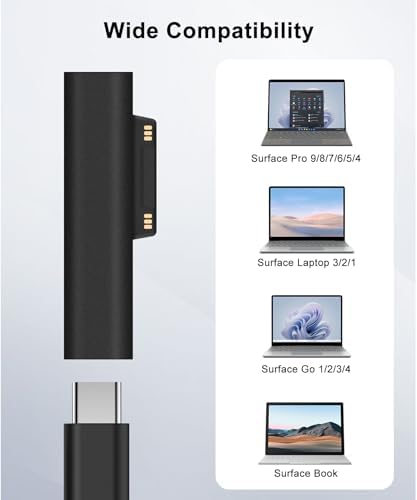 Elevate Your Microsoft Surface Charging Experience with Our 45 W PD USB-C Magnetic Adapter – Fast, Reliable Power for Pro7/6/5/4, Laptop 3/2/1, Surface Book & Go – Compact Design for On-the-Go Convenience and Enhanced Device Compatibility