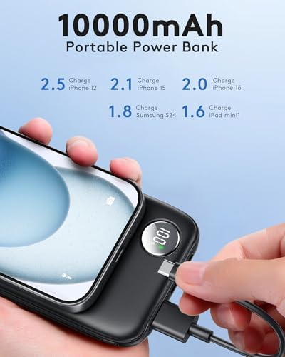 Sleek 10000 m Ah Fast Charging Power Bank – Ultra-Slim USB-C Travel Charger with 12 V/4.5 A Output for i Phone 11-16 & Samsung Devices – Elegant Deep Black Portable Battery for On-the-Go Efficiency and Reliability