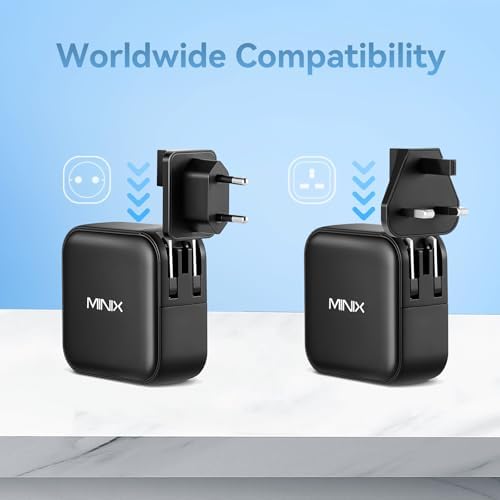 MINIX 100 W USB C Fast Charger – NEO P3 Turbo 4-Port Ga N Wall Adapter for Mac Book Pro, Air & More – 3 USB-C Ports (Up to 100 W/20 W), 1 USB-A (Up to 18 W) – Compact, High-Efficiency Charging for Laptops & Smartphones – Ideal for Travel & Daily Use – Enhanced Safety Features Included