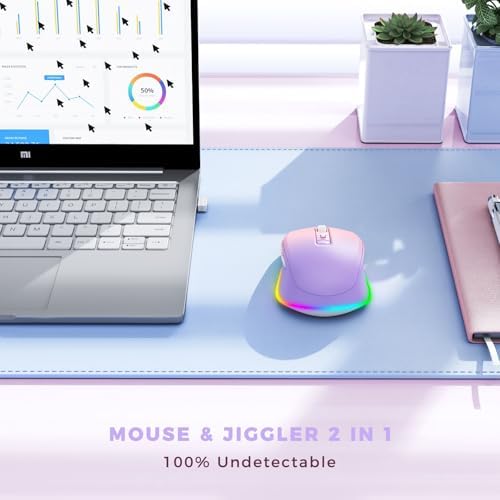 PEIOUS Rechargeable Wireless Mouse with LED – Innovative Jiggler Technology to Keep Your Computer Awake – Sleek Black Design for Optimal Comfort and Productivity