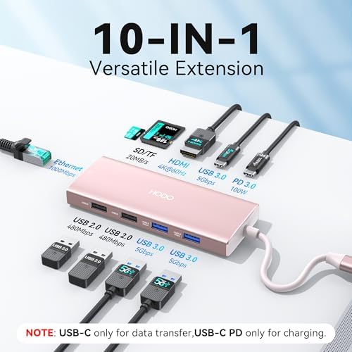 Unlock Your Mac Book’s Full Potential with the Premium 8-in-2 USB C Hub HDMI Adapter – Ultimate Thunderbolt 3 & 10 G USB Data Ports, Stunning 4 K Output, and Sleek Compact Design for 2018-2025 Mac Book Pro & Air Models – Effortless Connectivity, Fast Transfers, and Seamless Streaming for Professionals on the Go!