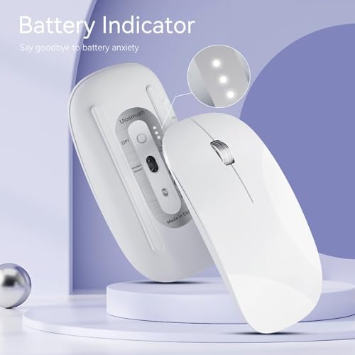 Elevate Your Computing with the Uiosmuph G11 Wireless Mouse – Stylish Purple Slim Design, USB C Rechargeable & Silent Click Technology for Effortless Precision and Comfort on Laptop, Mac, and PC