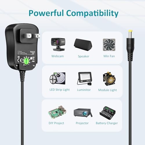 Versatile 18 W Universal Multi-Voltage DC Power Adapter with 10 Interchangeable Tips – Optimized Charger for LED Strip Lights, Routers, CCTV Cameras, and Tablets – Ultimate Fast Charging Solution with Adjustable Voltage Settings and Safety Features