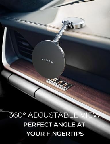 LISEN Mag Safe Car Mount Charger – 15 W Fast Charging Magnetic Wireless Holder for i Phone 16 Pro Max, 15, 14, 13 – Ultra-Durable Zinc Alloy Design for Secure Dashboard Fit and Enhanced Stability on the Road – Essential Fast Charging Accessory for i Phone Users