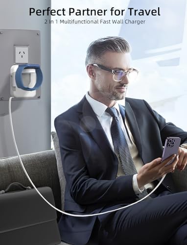Compact 36 W 2-in-1 i Phone & Apple Watch Charger – Retractable Travel Wall Charging Block for i Phone 16/15/14/13/12/11 & All Apple Watch Models – Sleek White Design for Effortless Portability & Rapid Charging – Essential Accessory for Tech Enthusiasts