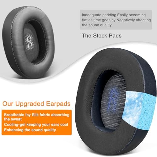 SOULWIT Navy Blue Cooling Gel Earpads for JBL E55 BT – Premium Comfort & Noise Isolation Replacement Cushions for Over-Ear Headphones – Ultimate Sound Enhancement Accessory