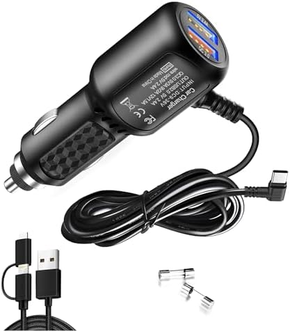 High-Performance USB C Dash Cam Charger – Dual-Port Type C Vehicle Adapter for Fast Charging | 11.5 FT Cord Compatible with REDTIGER, Vantrue, VIOFO, WOLFBOX, AZDOME, Pelsee & Cobra Dash Cams | Ultimate Power Solution for Uninterrupted Recording and Device Flexibility