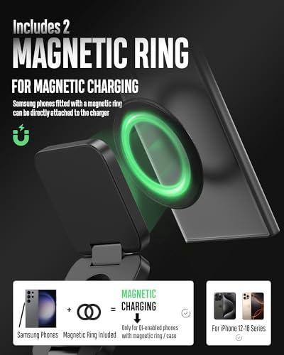 Portable 3-in-1 Wireless Charging Station for Samsung Devices – Foldable and Fast-Charging Travel Stand for Galaxy S24 Ultra, S23, S22, Note 20, Z Fold/Flip 6/5, Galaxy Watch Ultra 7/6/5 & Galaxy Buds – Sleek Gray Design for Maximum Compatibility and Efficiency