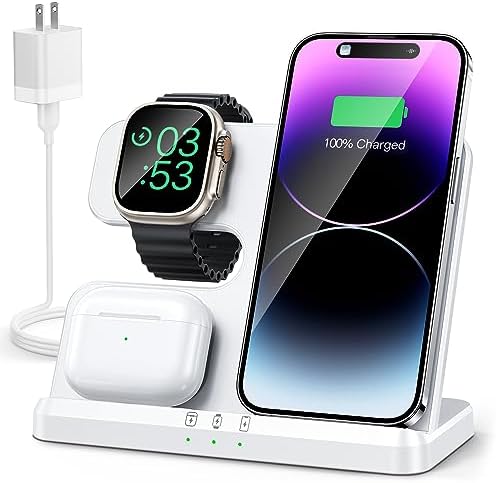 Optimized 3-in-1 Wireless Charging Station for Apple Devices – Fast and Efficient Charger for i Phone 11-16, Apple Watch & Air Pods – Sleek Multi-Device Dock with Enhanced Safety Features for Tangle-Free Power Solutions