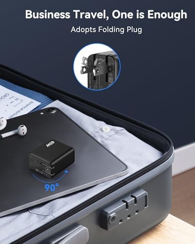 TECKNET 65 W Ga N Wall Charger – PD 3.0 USB-C Fast Charging Adapter with 3 Ports, Foldable Travel Plug for i Phone 16 Series, Galaxy S24/S25, Mac Book Pro, and Switch – Ultimate Power Solution for On-the-Go Efficiency and Versatility