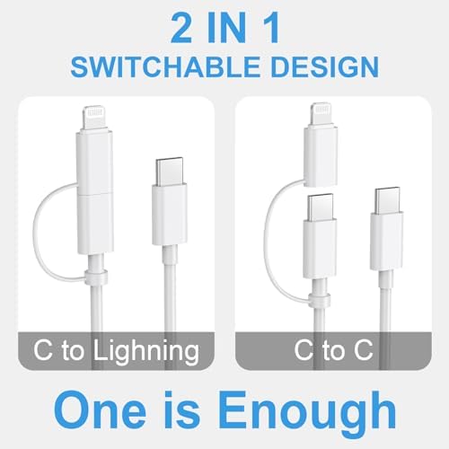 Premium 6 FT MFi Certified i Phone 16/15 USB-C Charger Bundle – Fast Charging Lightning Cable for i Phone 16 Plus, 16 Pro Max, 15 Pro Max, and 14 Models – Dual Functionality and Enhanced Durability for Seamless Power Delivery