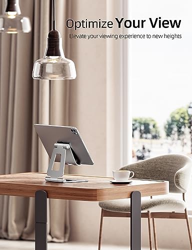 Nulaxy Aluminum Dual Foldable i Pad Stand – Versatile Adjustable Tablet Holder for Enhanced Workspace Comfort, Sleek Rose Gold Finish, Universal Compatibility with i Pad Pro/Air/Mini & i Phone Pro/Max/Plus, Portable and Durable Design for Effortless Mobility and Ergonomic Support