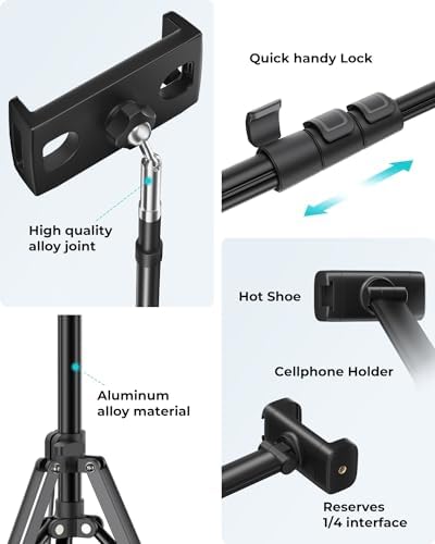 Viozon 67” Adjustable Aluminum Tablet Floor Stand – Ultimate Tripod for Video Recording & Photography, Compatible with 3.5-13” Devices, i Pad Pro & i Phone 15 – Versatile, Portable & User-Friendly Solution for Seamless Content Creation