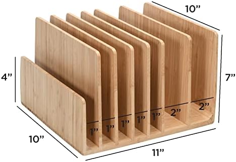 Eco-Conscious Bamboo Multi-Device Organizer: Five-Slot Desk Solution for Laptops, Tablets, and Smartphones – Streamlined Charging & Tidy Cable Management for a Sophisticated Workspace, Lightweight & Travel-Friendly