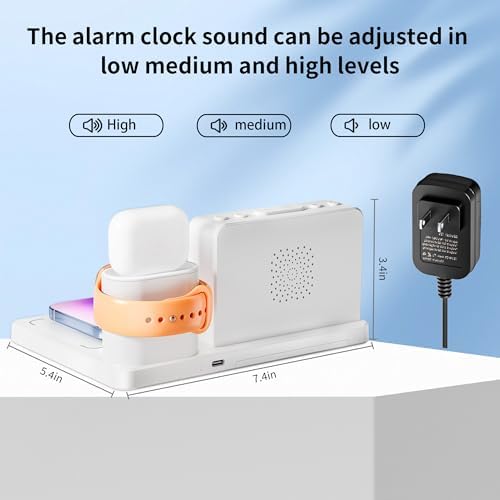 Revolutionize Your Charging Routine with the 7-in-1 Wireless Fast Charging Station – All-in-One Alarm Clock Dock for i Phone, Samsung Galaxy, Apple Watch & Air Pods – Enhanced Speed, Sleek Design, and Safety Features for Ultimate Convenience
