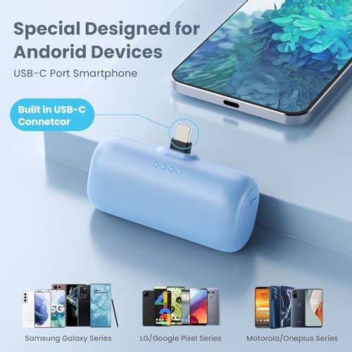 Ultra-Compact 5200 m Ah USB C Power Bank – Fast Charging Mini Portable Charger for i Phone 16/16 Plus/15/15 Plus/15 Pro Max, Galaxy S25/S24, i Pad, and Android Devices – Essential Power Solution for On-the-Go Charging